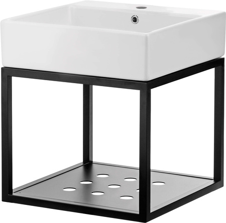 Konsola łazienkowa wisząca z umywalką - 60x50 cm nero biały CDTW6U6S