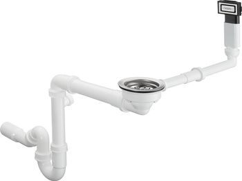 HG D16-10 Manualny komplet odpływowy z przelewem do pojednczej komory granitowej, Chrom