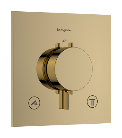 HG Ecostat Comfort E Bateria termostatyczna do 2 odbiorników, podtynkowa, Złoty Optyczny Polerowany
