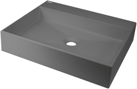Umywalka granitowa nablatowa z miejscem na baterię - 500x400 mm antracyt metalik CQR TU5S