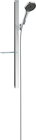 HG Rainfinity Zestaw prysznicowy 130 3jet EcoSmart z drążkiem 90cm i półką, Chrom