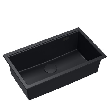 Zlewozmywak granitowy LOGAN 110 – jednokomorowy, podwieszany, pure carbon/elementy pure carbon, Quadron