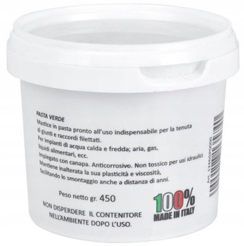 PASTA USZCZELNIAJĄCA DO GWINTÓW PAKUŁ KONOPI 450g DIAMOND PASTA VERDE
