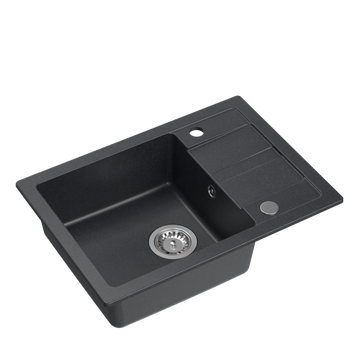 Zlewozmywak granitowy  TOM 116 - jednokomorowy, wpuszczany, black dotted