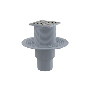 Kratka ściekowa 105×105/50/75 mm odpływ pionowy, kratka nierdzewna, syfon mokry