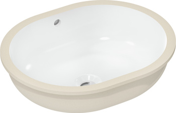 HG Xuniva U Umywalka podblatowa 450/350 bez otworu na baterię, z przelewem, SmartClean, Biały