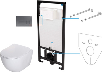 Zestaw WC podtynkowy 6 w 1 biały titanium CDET6ZPW