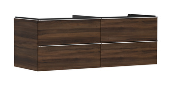 HG Xelu Q Szafka pod umywalkę nablatową z 4 szufladami 1360/550, Ciemny Orzech, Kolor uchwytów: Chrom