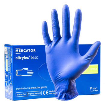 Rękawice nitrylowe niebieskie Mercator Nitrylex Basic rozmiar S 100 szt. dark blue