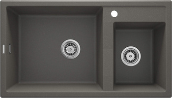 Zlewozmywak granitowy 2-komorowy antracyt metalik stal ZQE T20B
