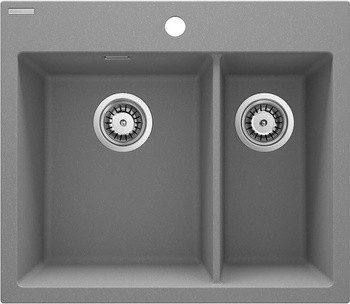 Zlewozmywak granitowy 1.5-komorowy szary metalik stal ZQE S503