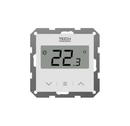 Regulator temperatury bezprzewodowej systemowe zasilane 230V doramkowe F-8z Biały