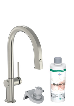 HG Aqittura M91 FilterSystem 210 1jet z wyciąganą wylewką, zestaw startowy, Stal Szlachetna Finish