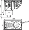 Wpust deszczowy uniwersalny 300×155/125 mm dolny, czarny