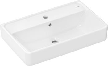 HG Xanuia Q Umywalka wisząca Compact 600/370 z otworem na baterię, z przelewem, SmartClean, Biały