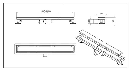 Duplex Standard 2w1 Odpływ liniowy 100 cm dwustronny chrom