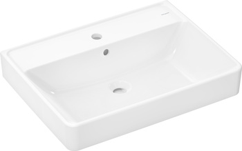 HG Xanuia Q Umywalka wisząca 650/480 z otworem na baterię, z przelewem, SmartClean, Biały