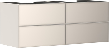 HG Xevolos E Szafka pod 2 szlifowane umywalki wpuszczane w blat/nablatowe z 4 szufladami 1370/550, Piaskowy Beż Mat. Kolor frontu: Piaskowy Beż Metal.