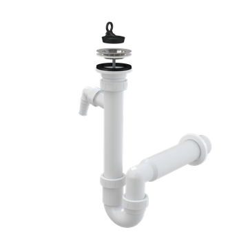 Syfon rurowy zlewozmywaka z przyłączem, sitko nierdzewne DN70