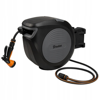 BLACK LINE bęben automatyczny z wężem 1/2" - 20m i akcesoriami BRADAS