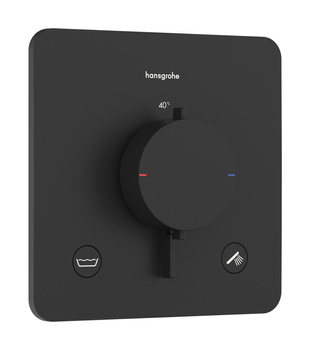 HG Ecostat Comfort Q Bateria termostatyczna do 2 odbiorników zgodna z normą EN 1717, podtynkowa, Czarny Matowy