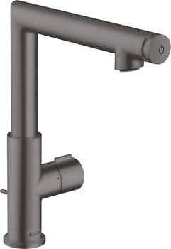 AX Uno Bateria umywalkowa Select 220 z kompletem odpływowym z cięgłem, Czarny Chrom Szczotkowany