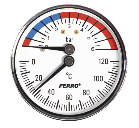 Termomanometr 63 mm 1-2" axialny 0-6 bar, 0-120°C