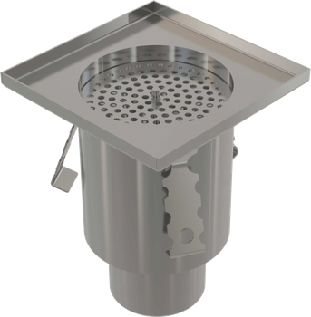 Przemysłowy odpływ punktowy 150×150, stal nierdzewna AISI 304