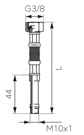 Wąż przyłączeniowy do baterii L-50 cm M10 x 3-8 długi