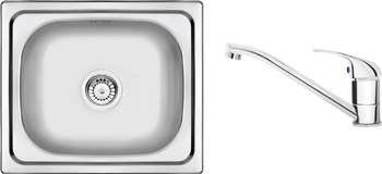 Zlewozmywak stalowy z baterią 1-komorowy obrotowa satyna stal chrom Doppio ZENA0103