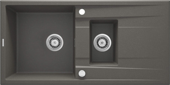 Zlewozmywak granitowy 1.5-komorowy z ociekaczem antracyt metalik stal ZQE T513