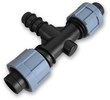 Trójnik, 2x taśma, wtyk na wąż 16mm