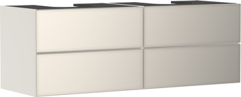 HG Xevolos E Szafka pod 2 szlifowane umywalki wpuszczane w blat/nablatowe z 4 szufladami 1570/550, Piaskowy Beż Mat. Kolor frontu: Piaskowy Beż Metal.