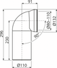 Przyłącze do stojącej miski WC, kolano 90°, DN 110, długość 230 mm, PP, białe