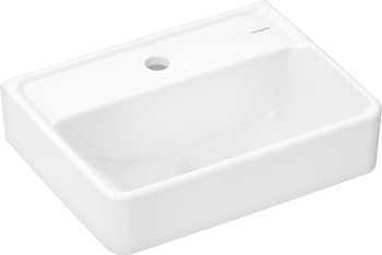 HG Xanuia Q Mała umywalka wisząca 450/340 z otworem na baterię, bez przelewu, SmartClean, Biały