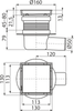 Kratka ściekowa 130×130 mm odpływ boczny, dwustronna kratka nierdzewna, syfon mokry