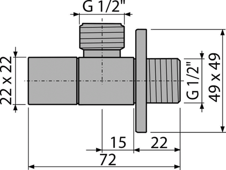 Zawór kątowy 1/2"×1/2", kwadratowy