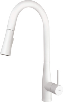 Bateria kuchenna z wyciąganą wylewką - 2 rodzaje strumienia wyciągana bianco Lukrecja BDH A72M
