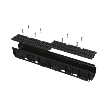 Odwodnienie zewnętrzne 100 mm z obramowaniem z tworzywa, ruszt z tworzywa, A15