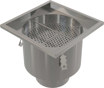 Przemysłowy odpływ punktowy 300×300, stal nierdzewna AISI 304