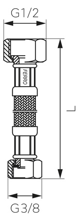 Wąż przyłączeniowy L-20 cm 1-2" x 3-8"