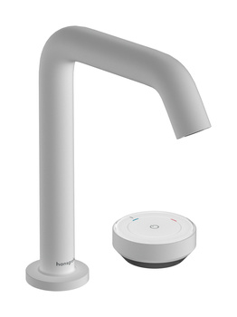 HG Tecturis S 2-otworowa bateria umywalkowa 150 CoolStart Ecosmart+ z niezamykanym kpl. odpływowym, Biały Matowy