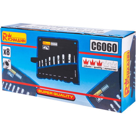 KLUCZE RURKOWE 6-22 MM 8 ELEM. PŁACHTA