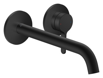 AX One Jednouchwytowa bateria umywalkowa z wylewką 220 mm, ścienna, podtynkowa, Czarny Matowy