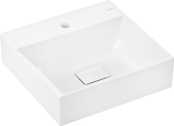 HG Xevolos E Mała umywalka wisząca 500/480 z otworem na baterię, bez przelewu, SmartClean, Biały