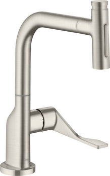 AX Citterio Jednouchwytowa bateria kuchenna Select 230 2jet z wyciąganą wylewką, Stal Szlachetna Finish