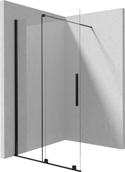 Ścianka prysznicowa walk-in 90 cm - przesuwna nero KTJ N39R