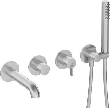Bateria wannowa 4-otworowa podtynkowa stała stal Silia BQS F18P