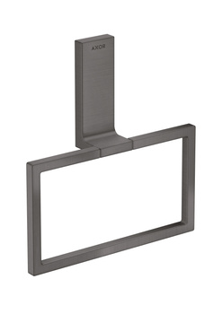 AX Universal Rectangular Wieszak na ręcznik typu Ring, Czarny Chrom Szczotkowany