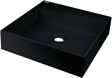 Umywalka granitowa nablatowa z miejscem na baterię - 400x400 mm nero CQR NU4S